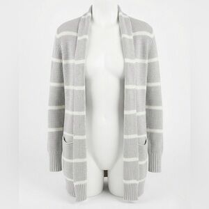 Athleta Coastal Gray and White Striped Knit Cardigan Size XXS Oversized